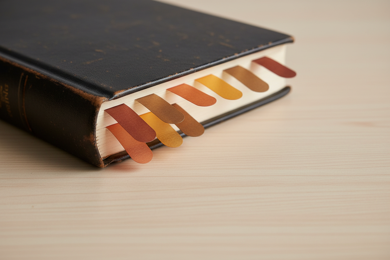 The tabs are made of paper and shaped like long ovals